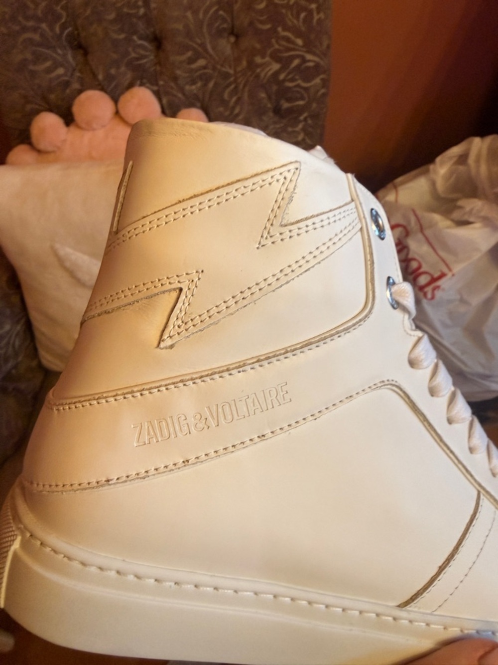 Zadig & Voltaire White High-Top Leather Sneakers - Picture 8 of 9